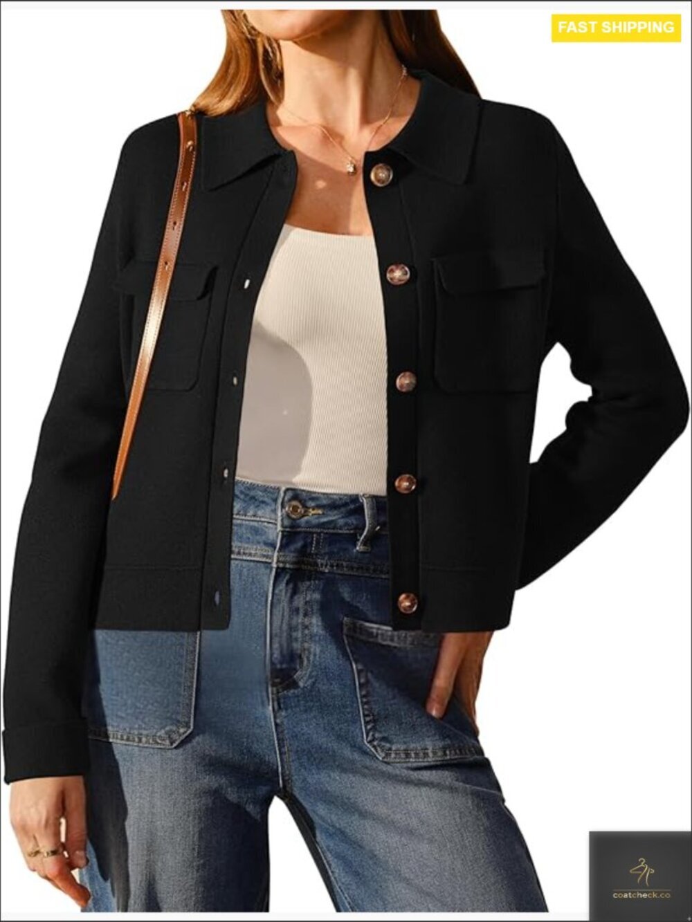 Wool Blend Cropped Button Down Cardigan Sweater Classic Vintage Casual Chic